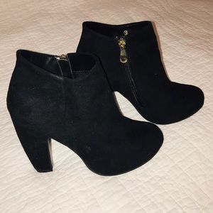 Black Chunky Heel Booties